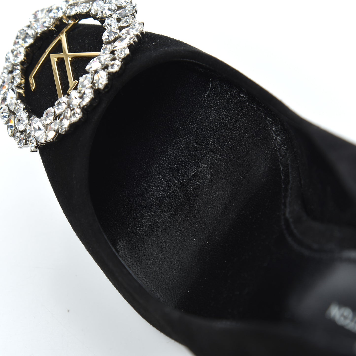 Suede Baby Goat Swarovski Crystal Madeleine Pumps 37 Black