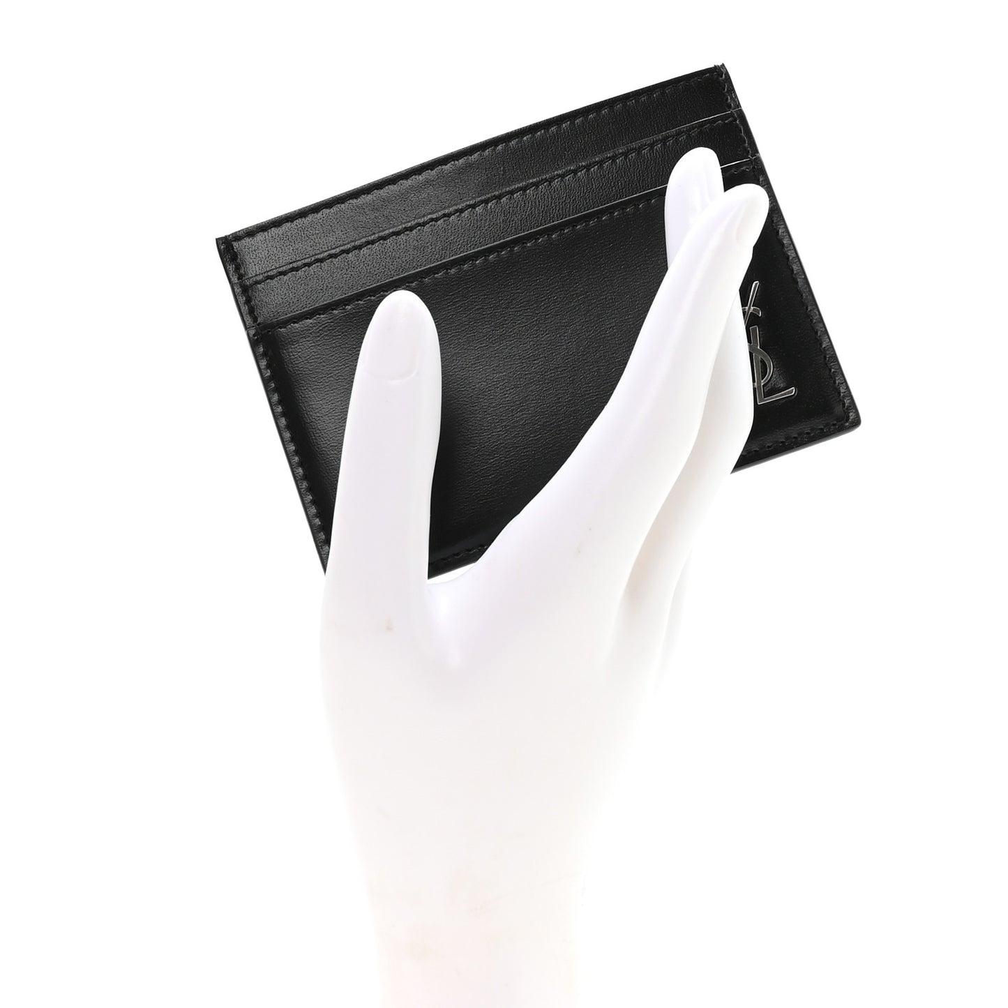 Calfskin Tiny Cassandre Credit Card Case Black
