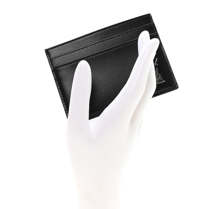 Saint Laurent Calfskin Tiny Cassandre Credit Card Case Black 2 of 8
