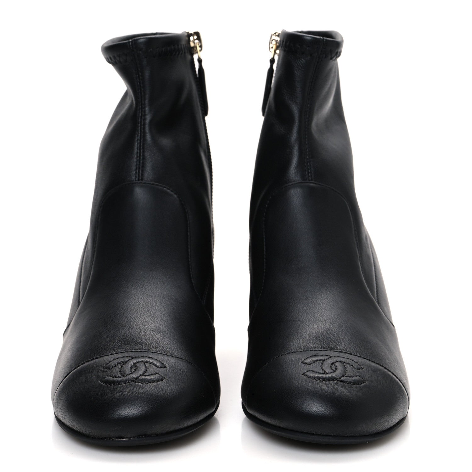 Chanel Stretch Lambskin Cap Toe CC Short Boots 36.5 Black 3 of 10