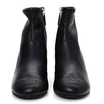 Chanel Stretch Lambskin Cap Toe CC Short Boots 36.5 Black 3 of 10