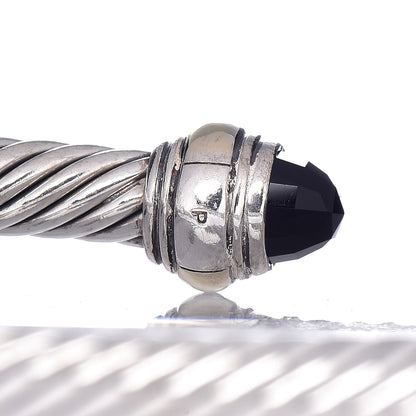 David Yurman Sterling Silver 14K Yellow Gold Black Onyx 5mm Cable Classics Bracelet 4 of 5