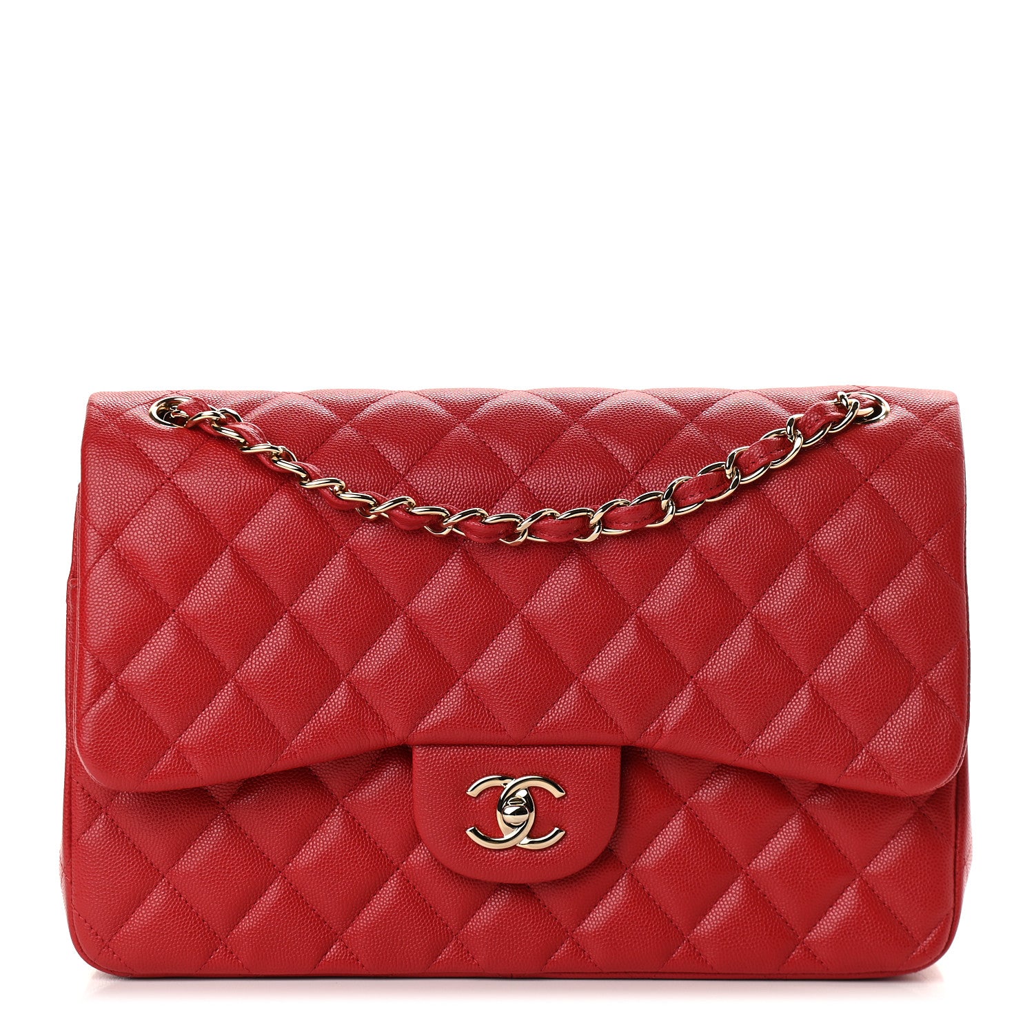 Chanel Caviar Quilted Jumbo Double Flap Red 1 of 9