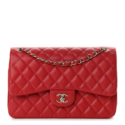Chanel Caviar Quilted Jumbo Double Flap Red 1 of 9