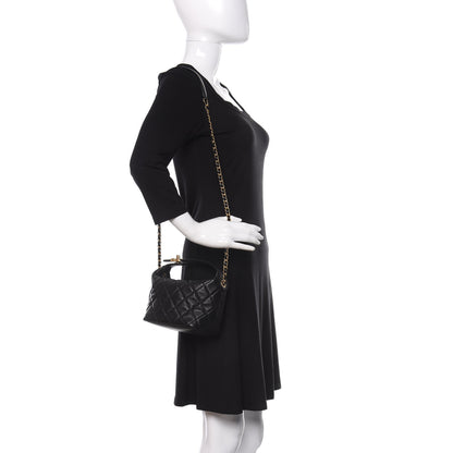 Chanel Lambskin Quilted Small Perfect Meeting Hobo Black 2 of 10