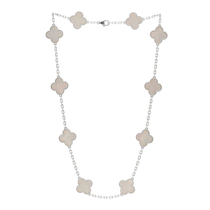 Van Cleef & Arpels 18K White Gold Mother of Pearl 10 Motifs Vintage Alhambra Necklace 3 of 6