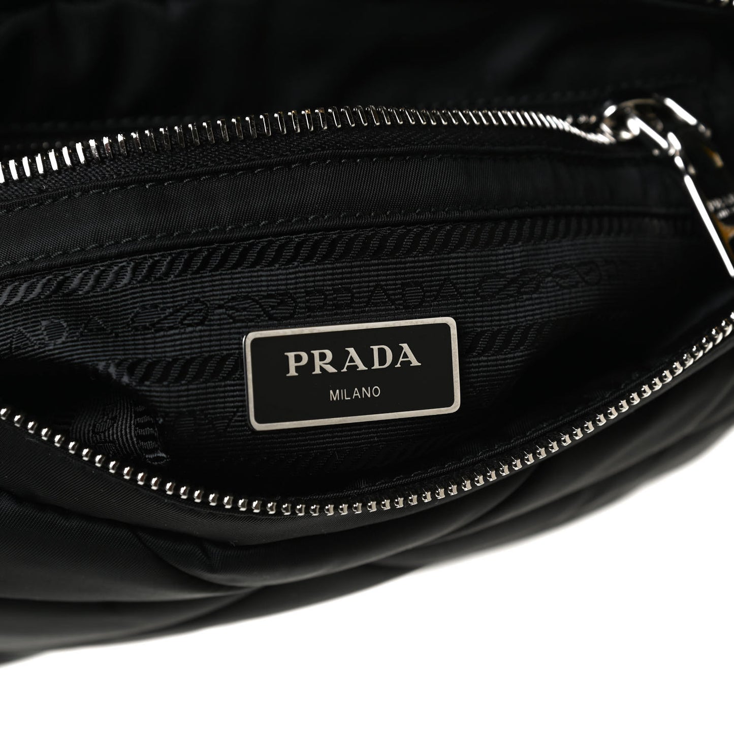 Re-Nylon Quilted Padded Flap Shoulder Bag Black