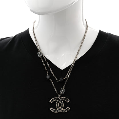 Chanel Ruthenium Baguette Crystal CC Necklace Black 2 of 7