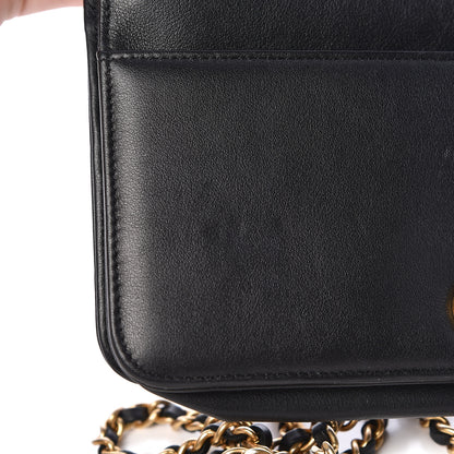 Chanel Calfskin Quilted Chain Around Boy Wallet On Chain WOC Black 10 of 15