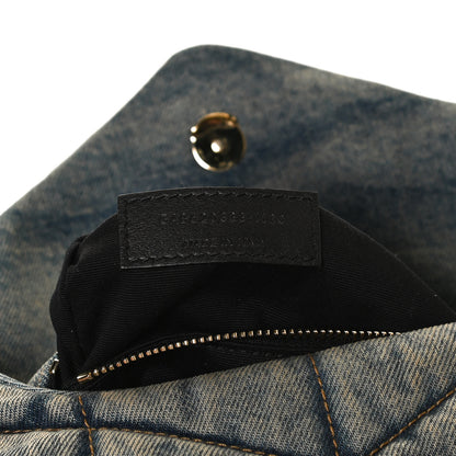 Saint Laurent Denim Quilted Toy Loulou Puffer Monogram Chain Satchel Blue Black 7 of 12