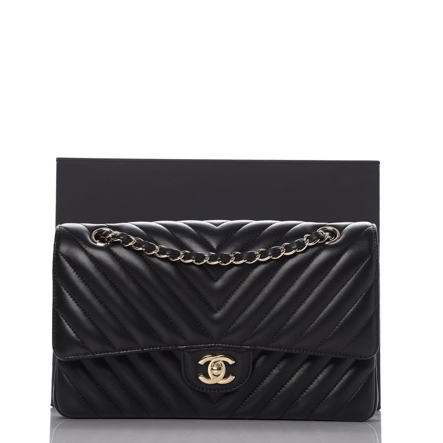 Chanel Lambskin Chevron Quilted Medium Double Flap Black 11 of 11