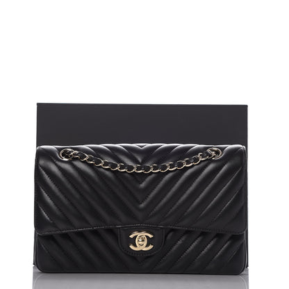 Chanel Lambskin Chevron Quilted Medium Double Flap Black 11 of 11