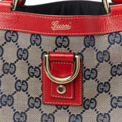 Gucci Monogram Abbey Small Tote Navy Red 8 of 10