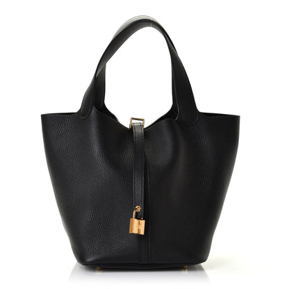 Hermes Taurillon Clemence Picotin Lock 22 MM Black 1 of 5