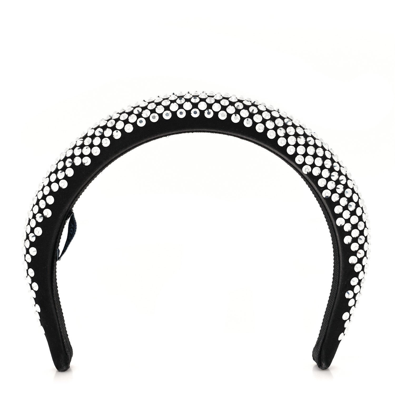 Prada Satin Crystal Embellished Headband Metal 1 of 5
