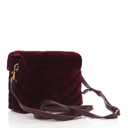 Saint Laurent Velvet Y Quilted Monogram Toy Loulou Crossbody Bag French Burgundy 3 of 10