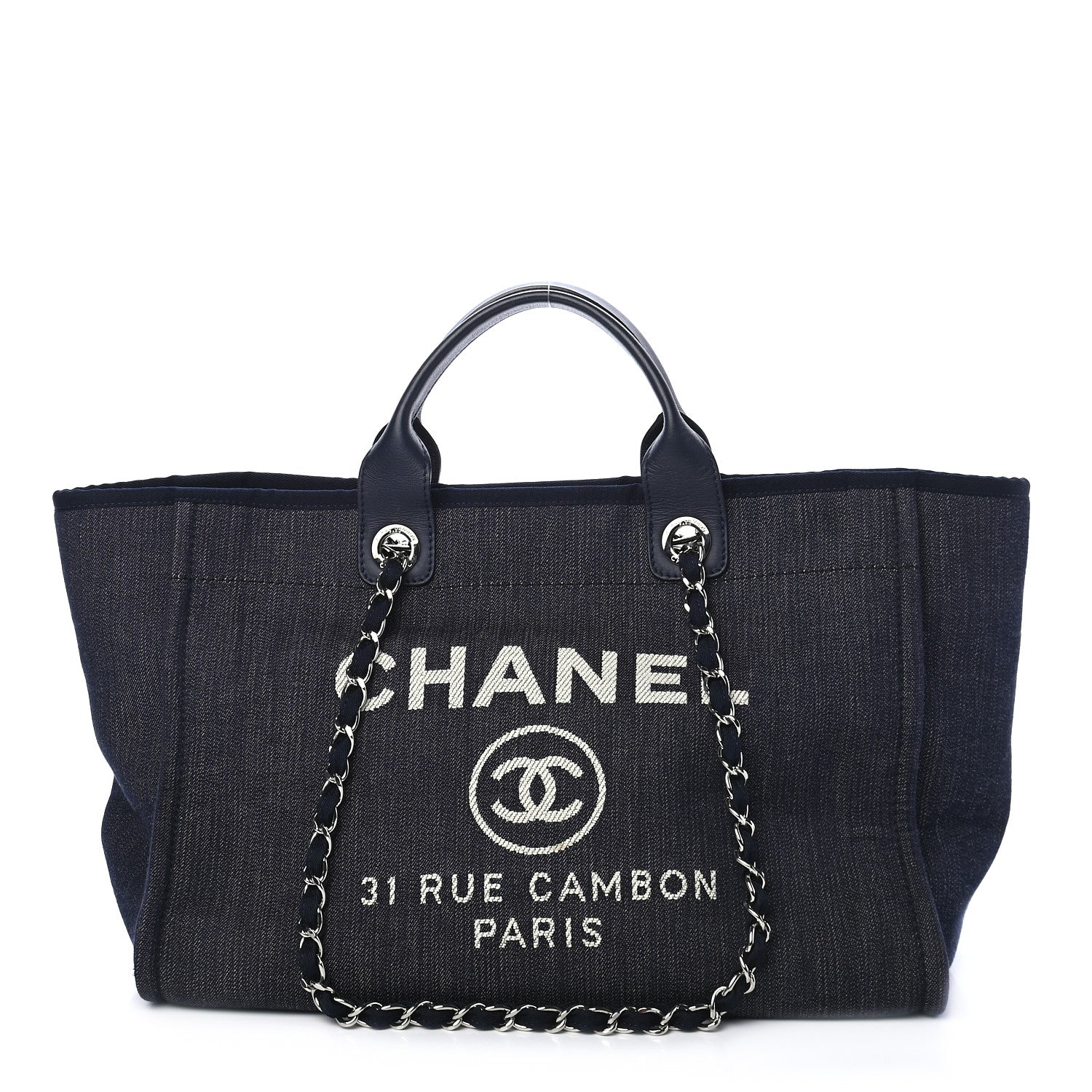 Chanel Denim Medium Deauville Tote Dark Blue 1 of 9