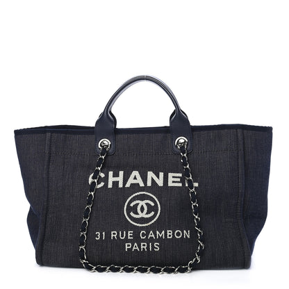 Chanel Denim Medium Deauville Tote Dark Blue 1 of 9