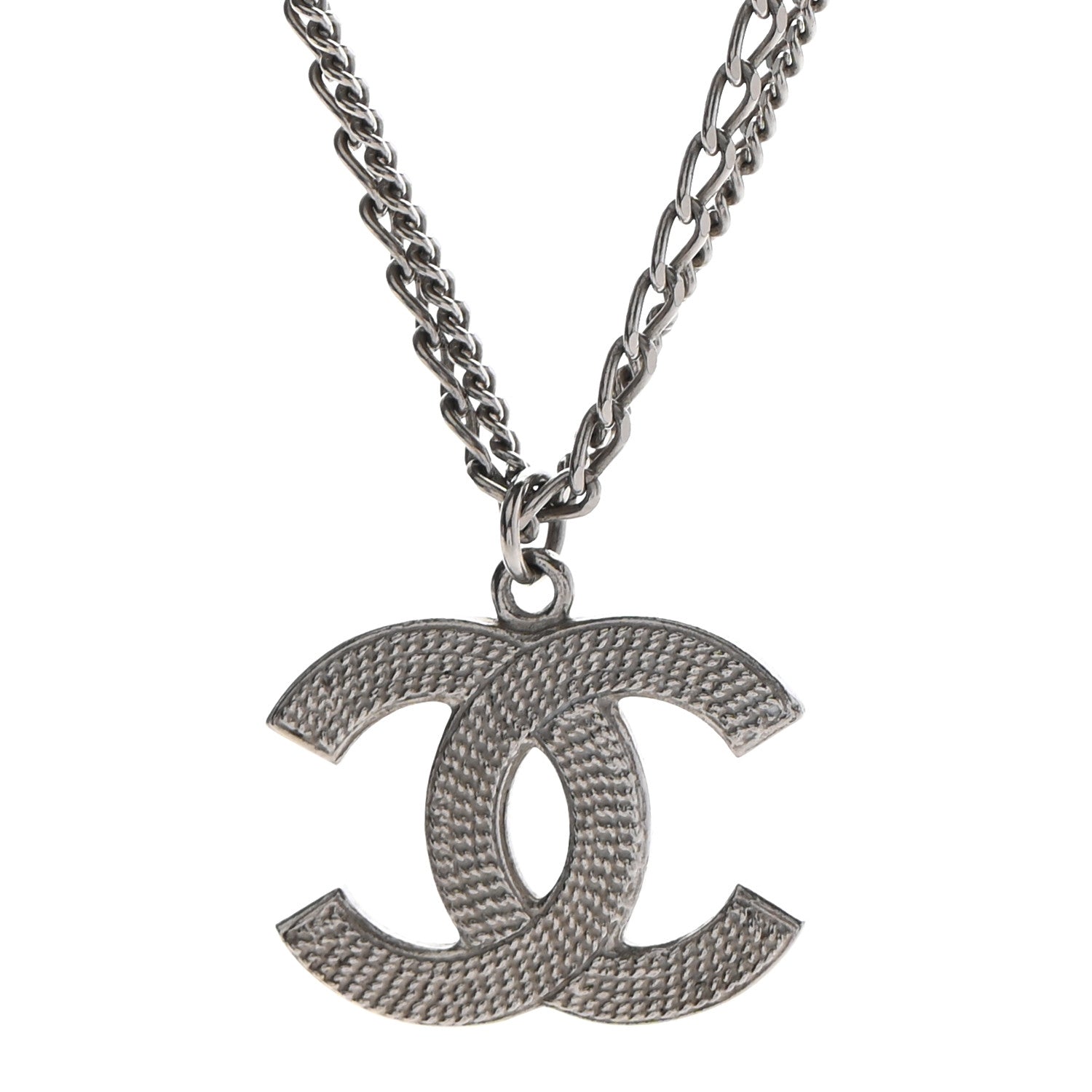 Chanel Double Chain CC Necklace Silver 6 of 6
