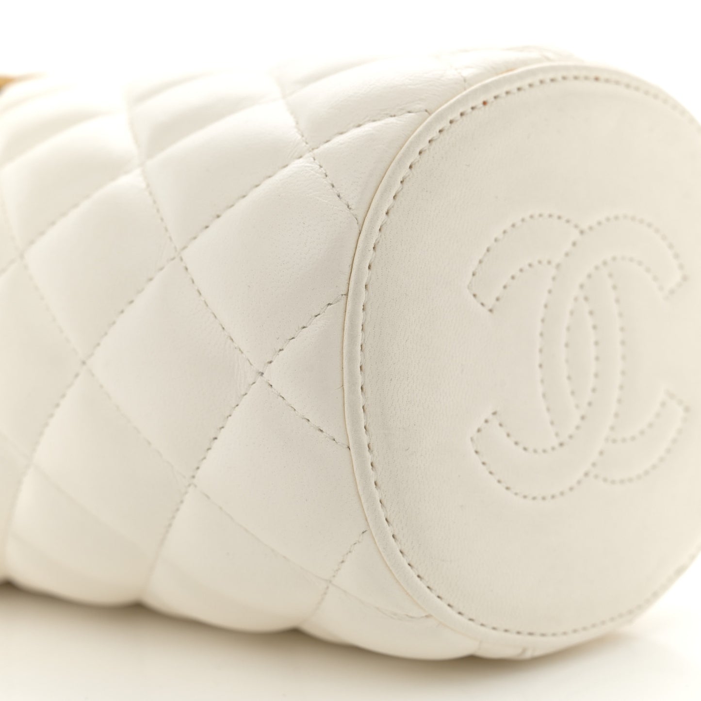 Lambskin Quilted Crown Box Bag White