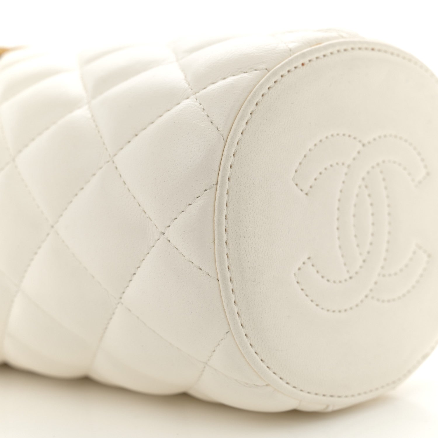 Chanel Lambskin Quilted Crown Box Bag White 9 of 12