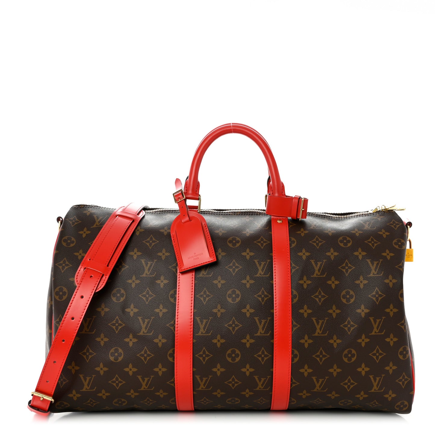 Calfskin Monogram Keepall Bandouliere 50 Coquelicot