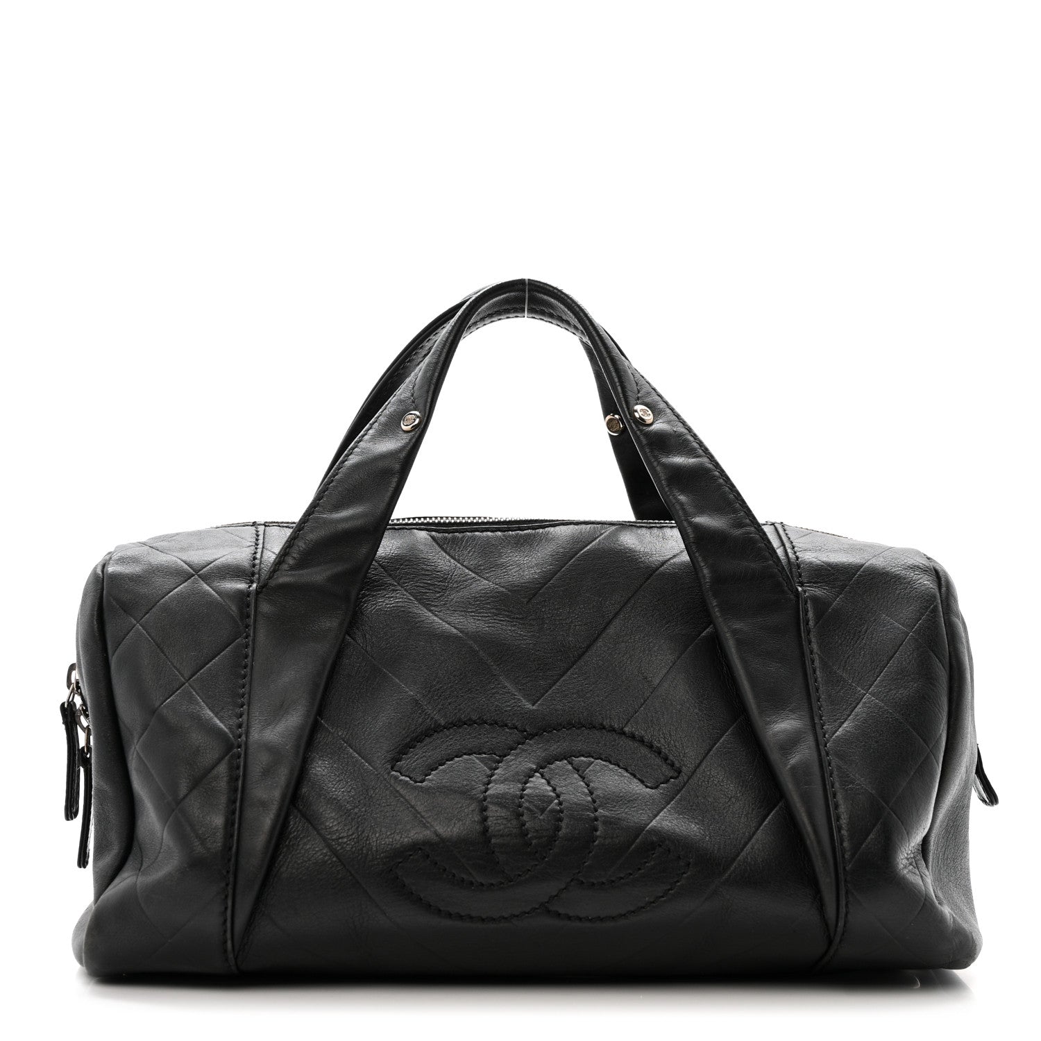 Chanel Calfskin CC Chevron All Day Long Boston Black 1 of 14