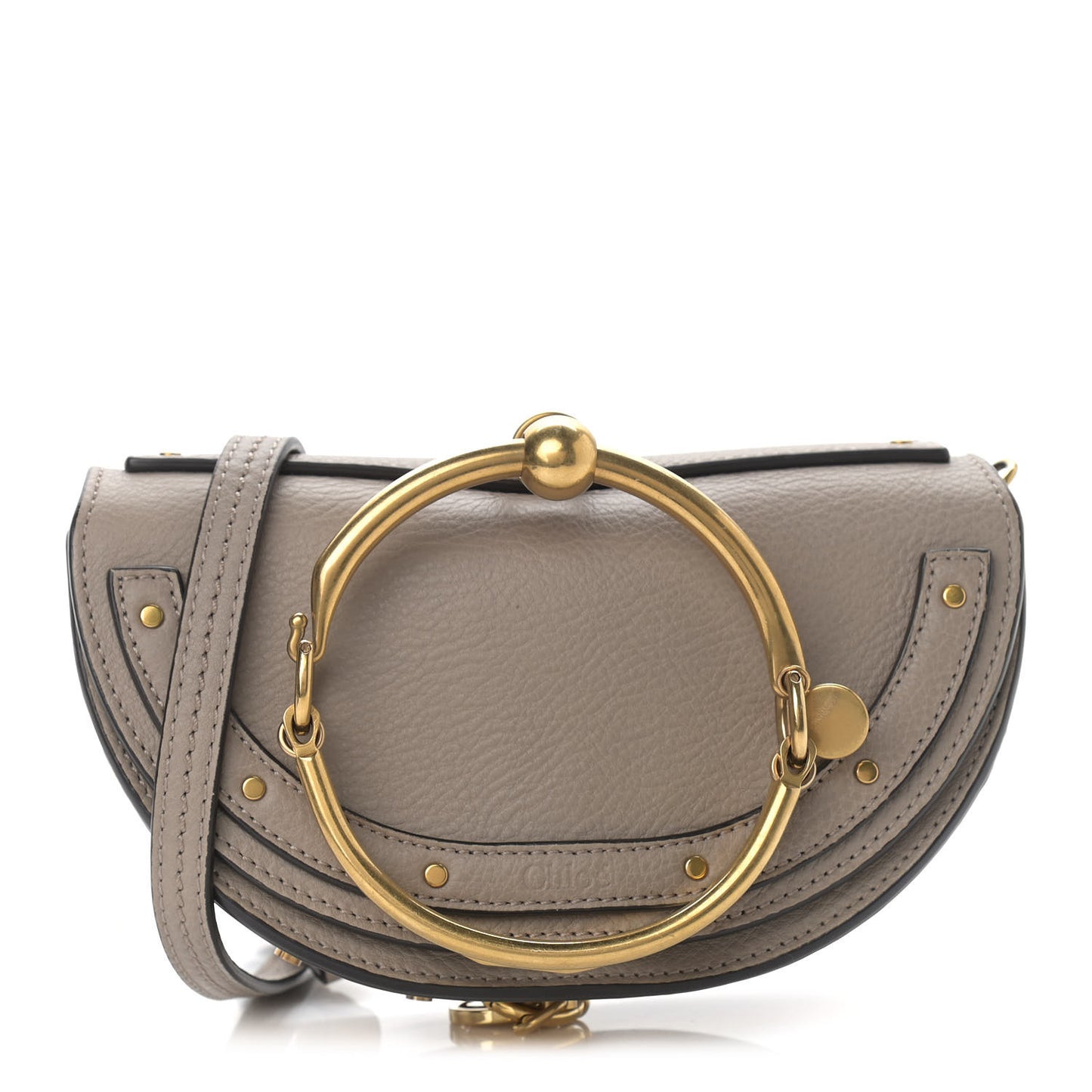 Calfskin Small Nile Bracelet Minaudiere Bag Motty Grey