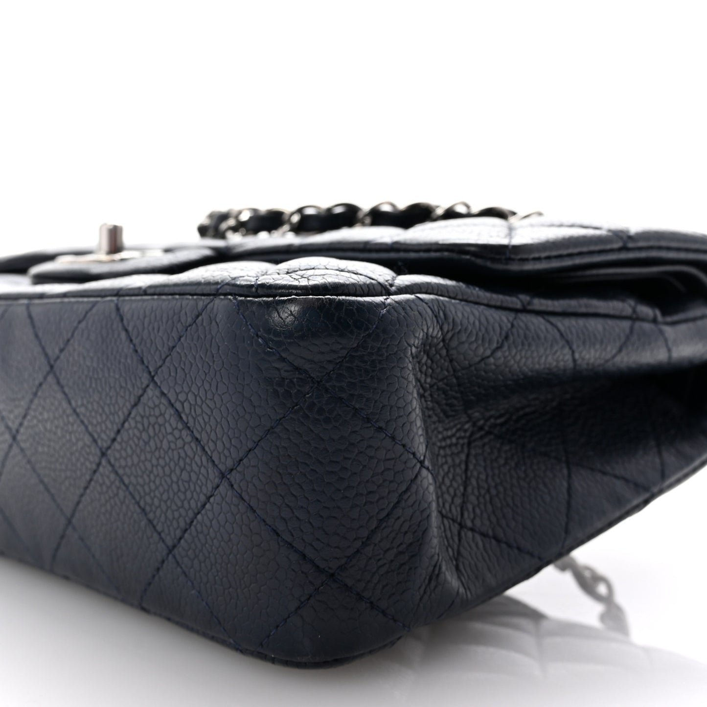 Caviar Quilted Medium Double Flap Navy