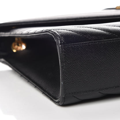 Saint Laurent Grain De Poudre Matelasse Chevron Large Monogram Satchel Black 9 of 12