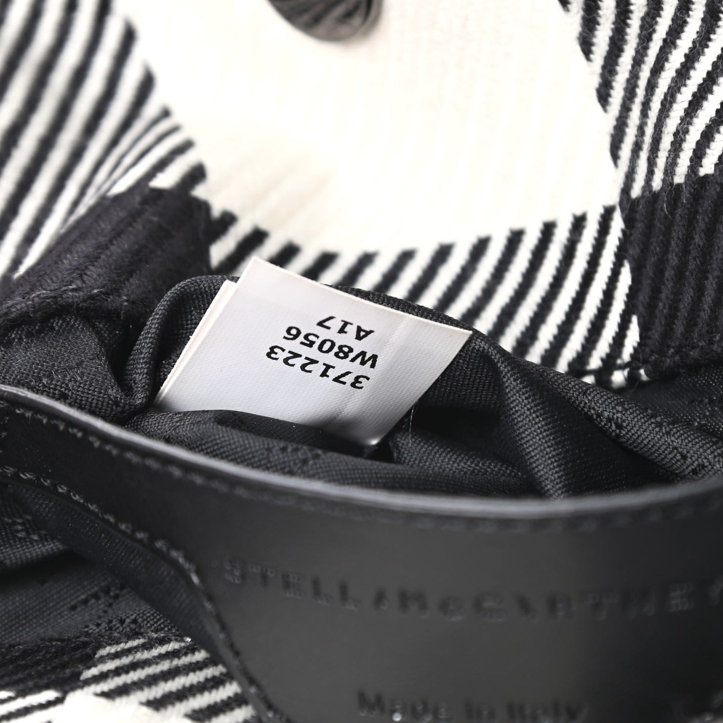 Wool Plaid Mini Falabella Fold Over Tote Black White