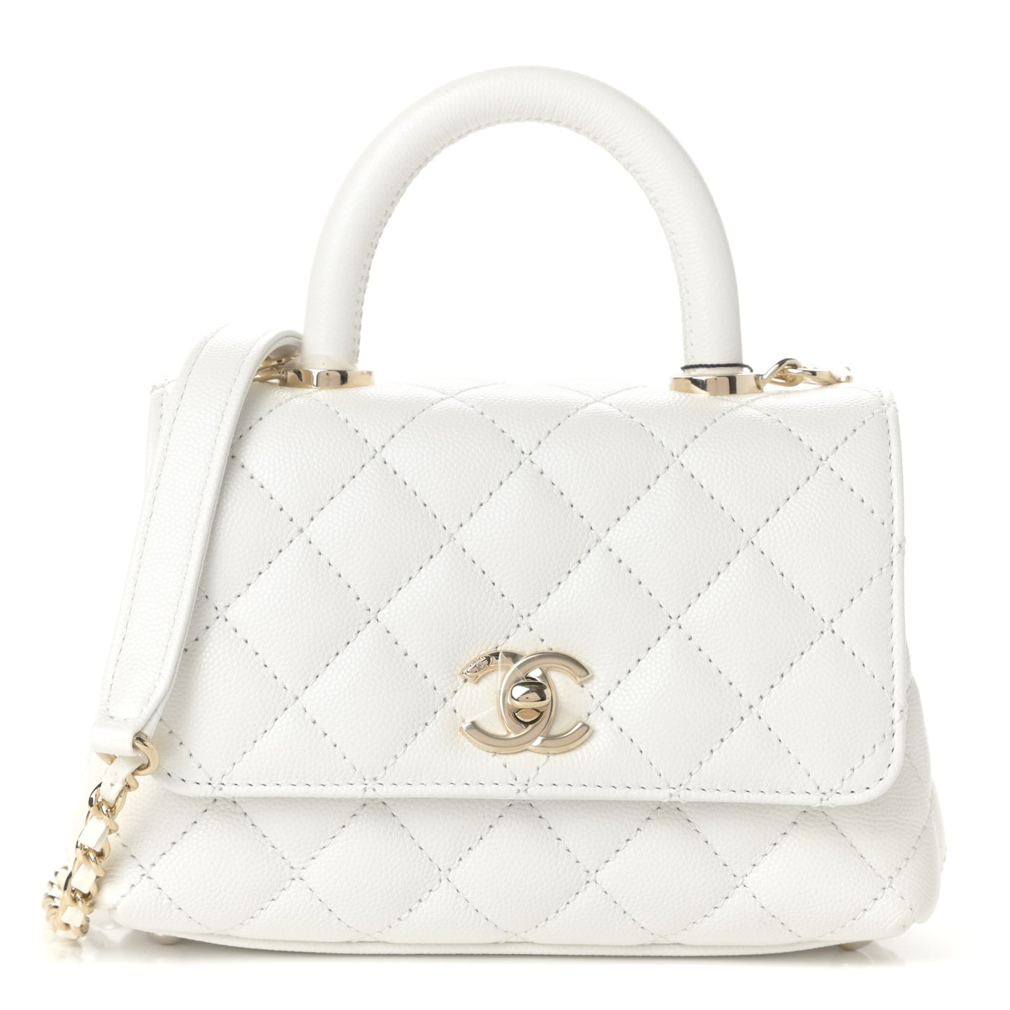 Caviar Quilted Extra Mini Coco Handle Flap White