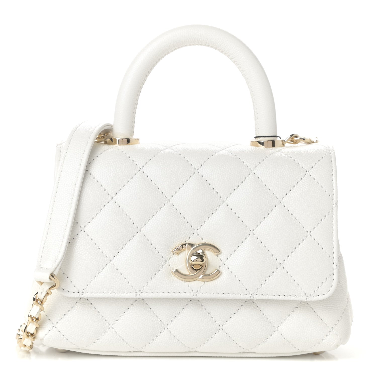 Chanel Caviar Quilted Extra Mini Coco Handle Flap White 1 of 10