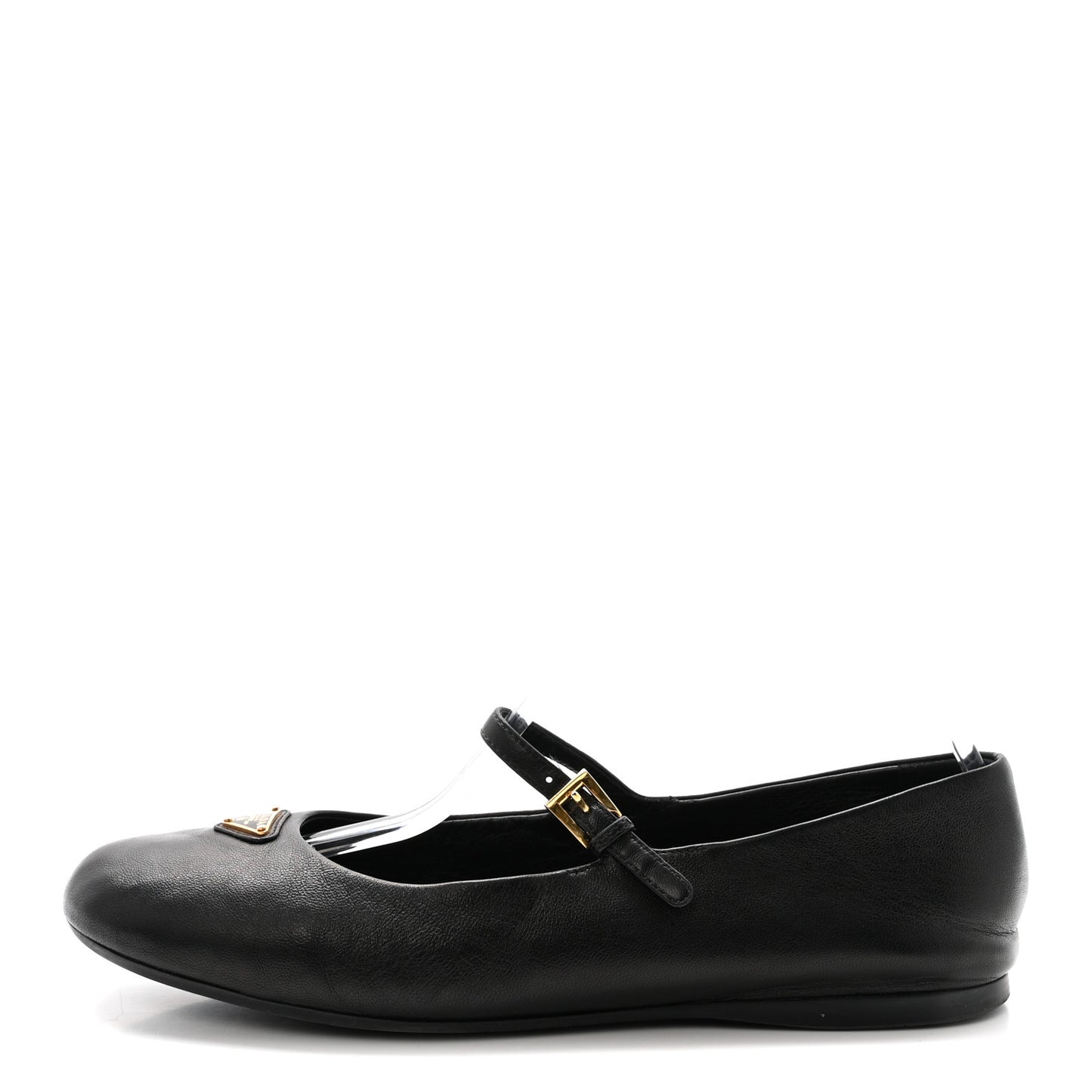 Nappa Metal Triangle Logo Ballet Flats 39 Black