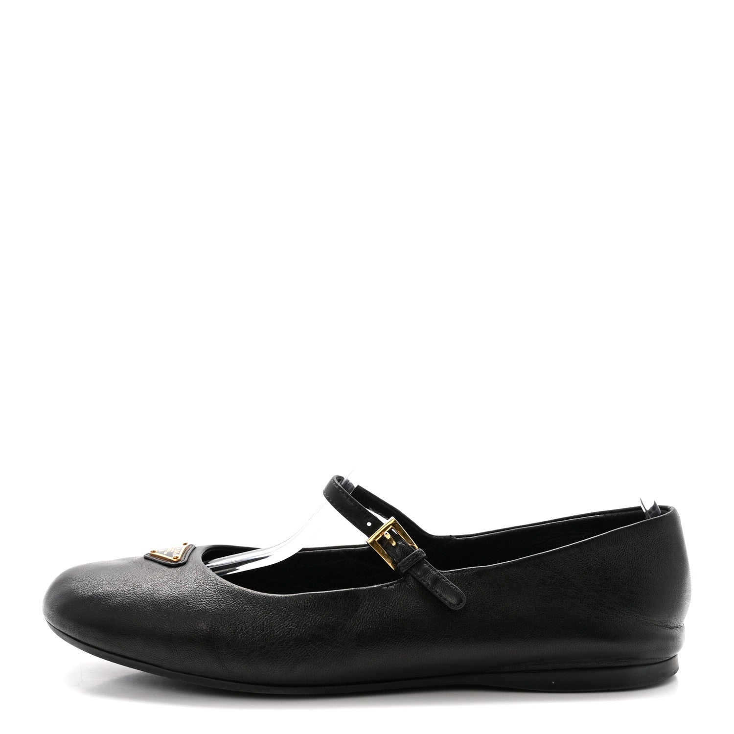 Prada Nappa Metal Triangle Logo Ballet Flats 39 Black 1 of 10