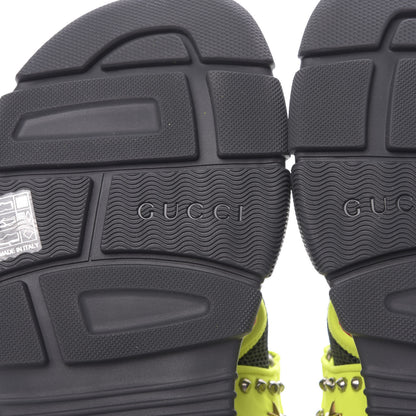 Gucci Technical Canvas Calfskin Studded Mens Aguru Sandals 11 Neon Yellow 6 of 7