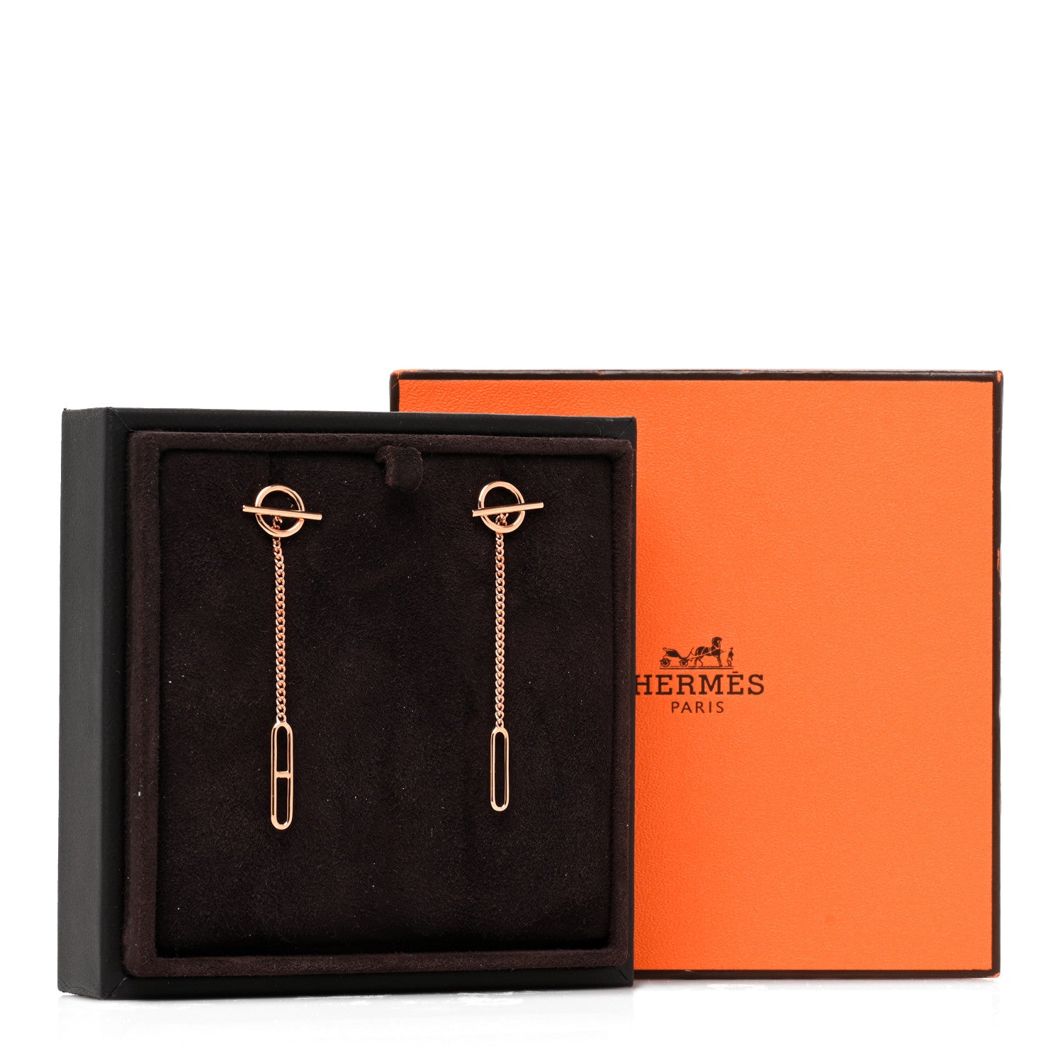 Hermes 18K Rose Gold Echappee Asymmetric Earrings 5 of 5