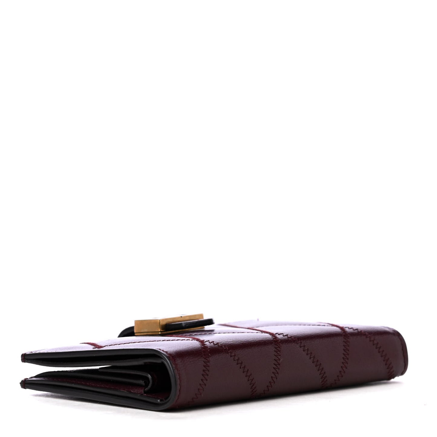 Goatskin Diamond Quilted GV3 Medium Wallet Aubergine