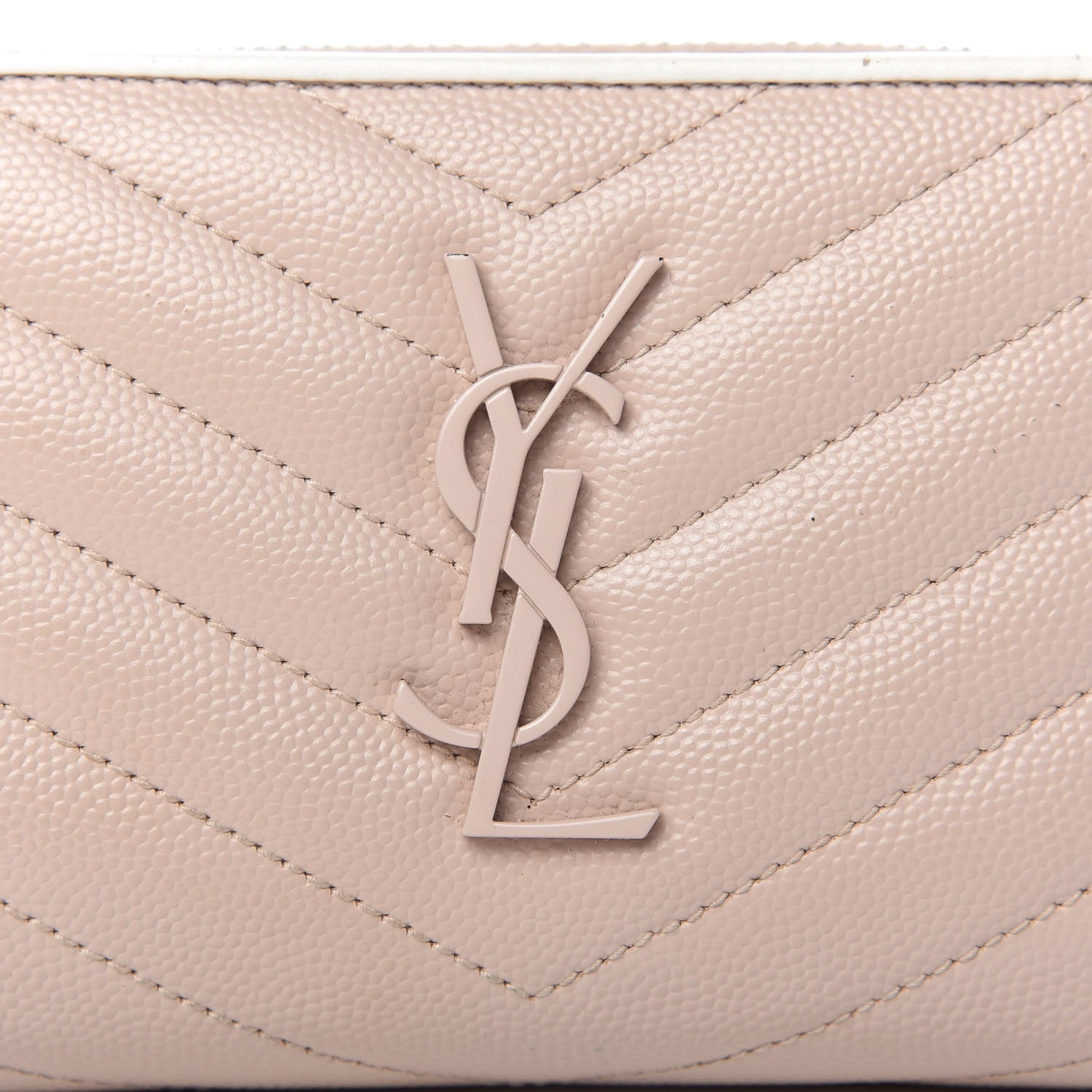 Saint Laurent Grain De Poudre Matelasse Monogram Compact Zip Around Wallet Pale Pink 11 of 11