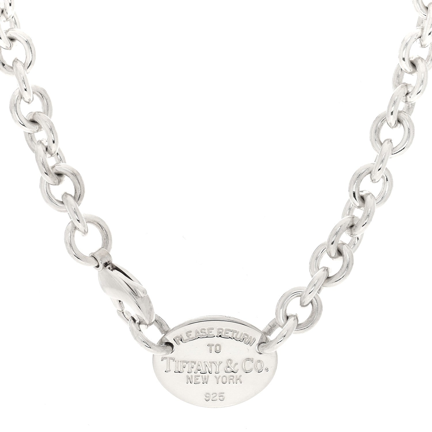 Tiffany Sterling Silver Return to Tiffany Oval Tag Choker Necklace 1 of 4