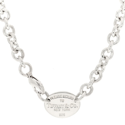 Tiffany Sterling Silver Return to Tiffany Oval Tag Choker Necklace 1 of 4