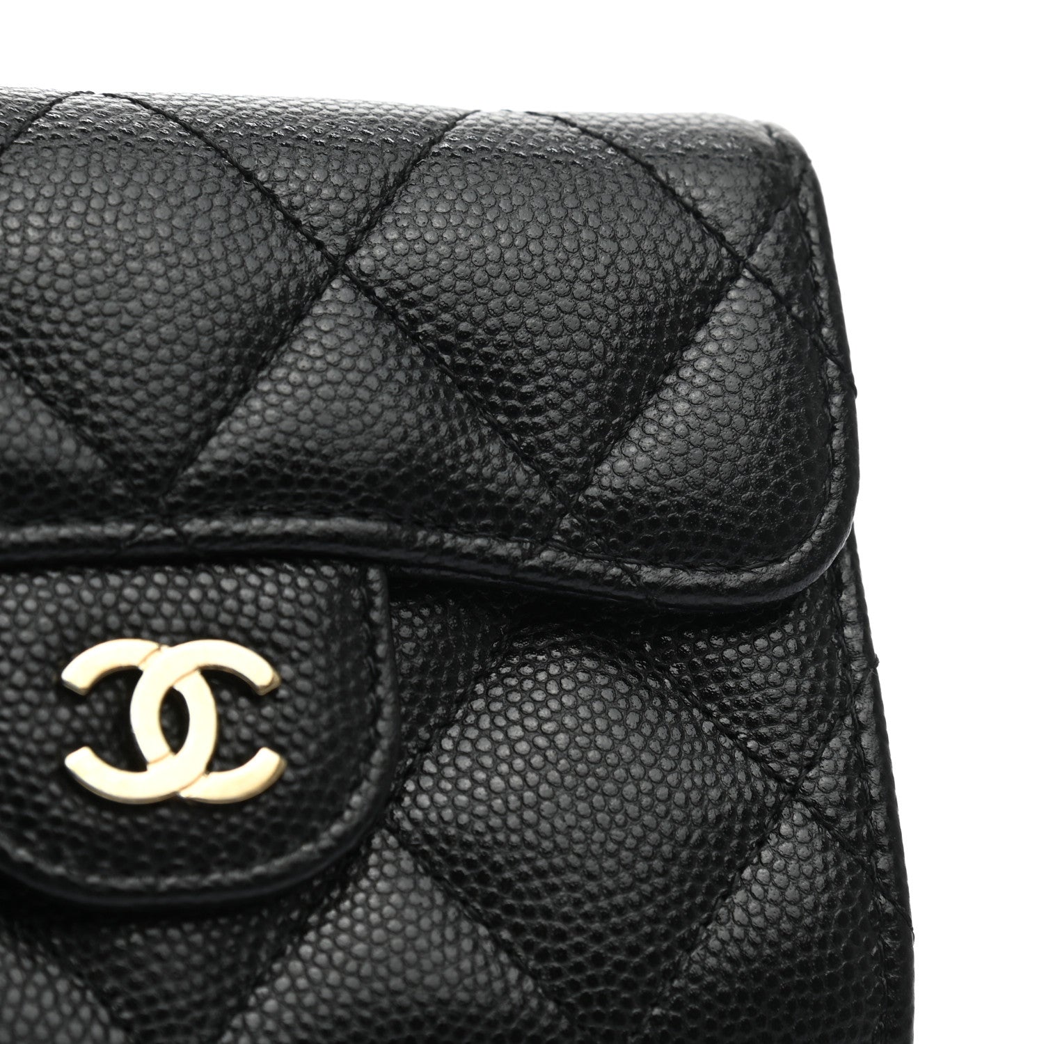 Chanel Caviar Quilted Flap Card Holder Chain Wristlet Black 11 of 12