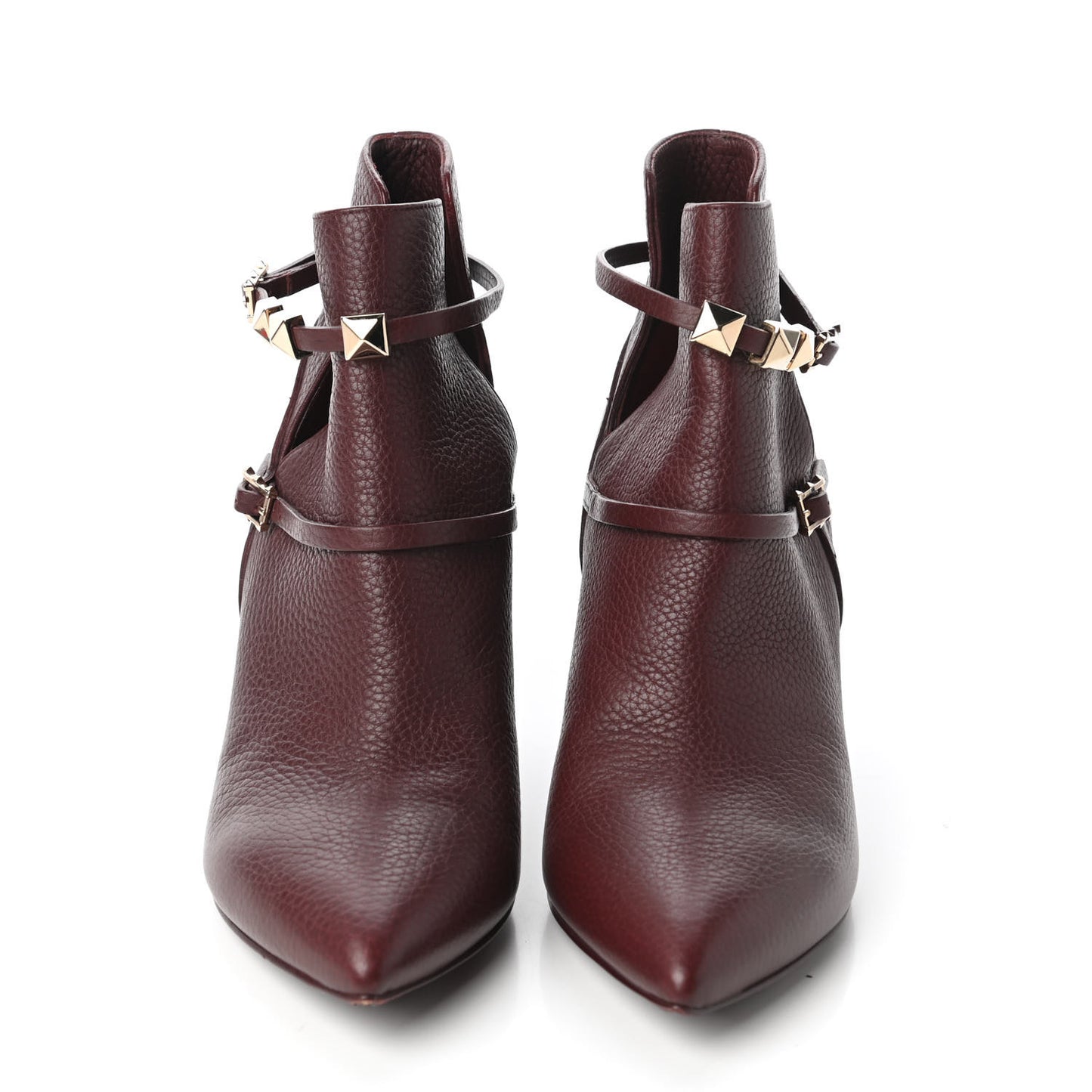 Grained Calfskin Double Buckle 65mm Ankle Boots 38 Rubin