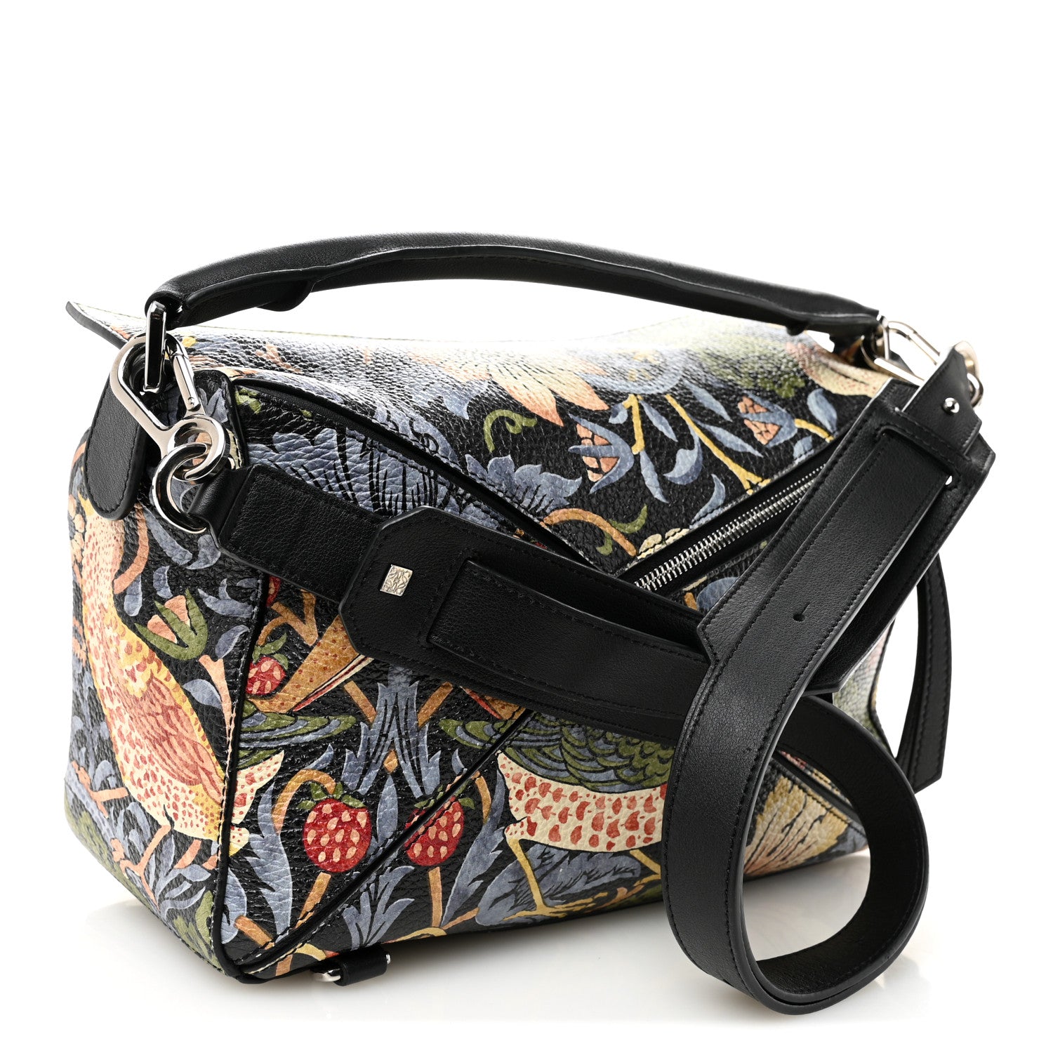 Loewe X WILLIAM MORRIS Calfskin Puzzle Bag Black Multicolor
