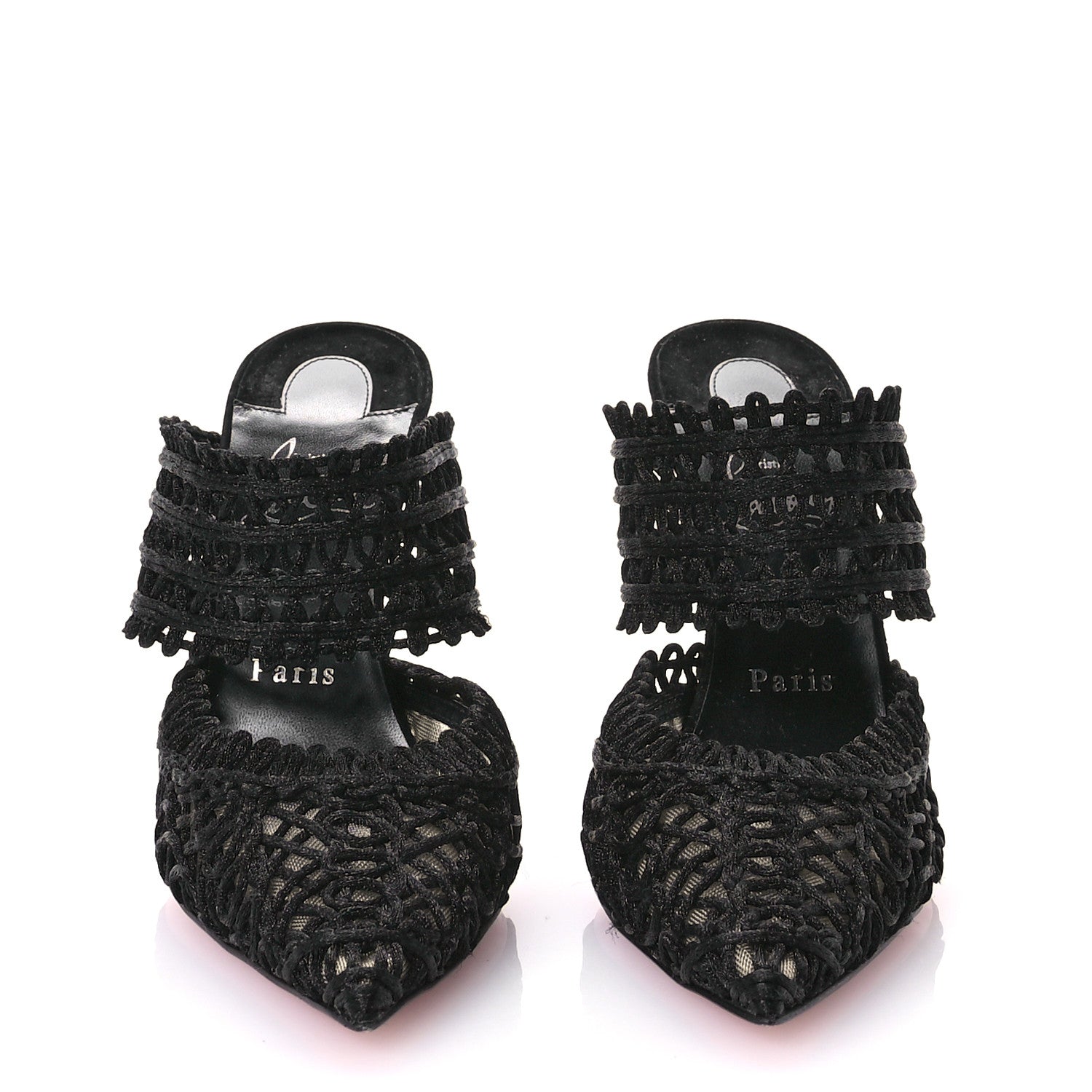 Christian Louboutin Rete Macrame Deia 100 Mule Sandals 38 Black 3 of 8
