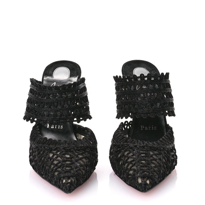 Christian Louboutin Rete Macrame Deia 100 Mule Sandals 38 Black 3 of 8