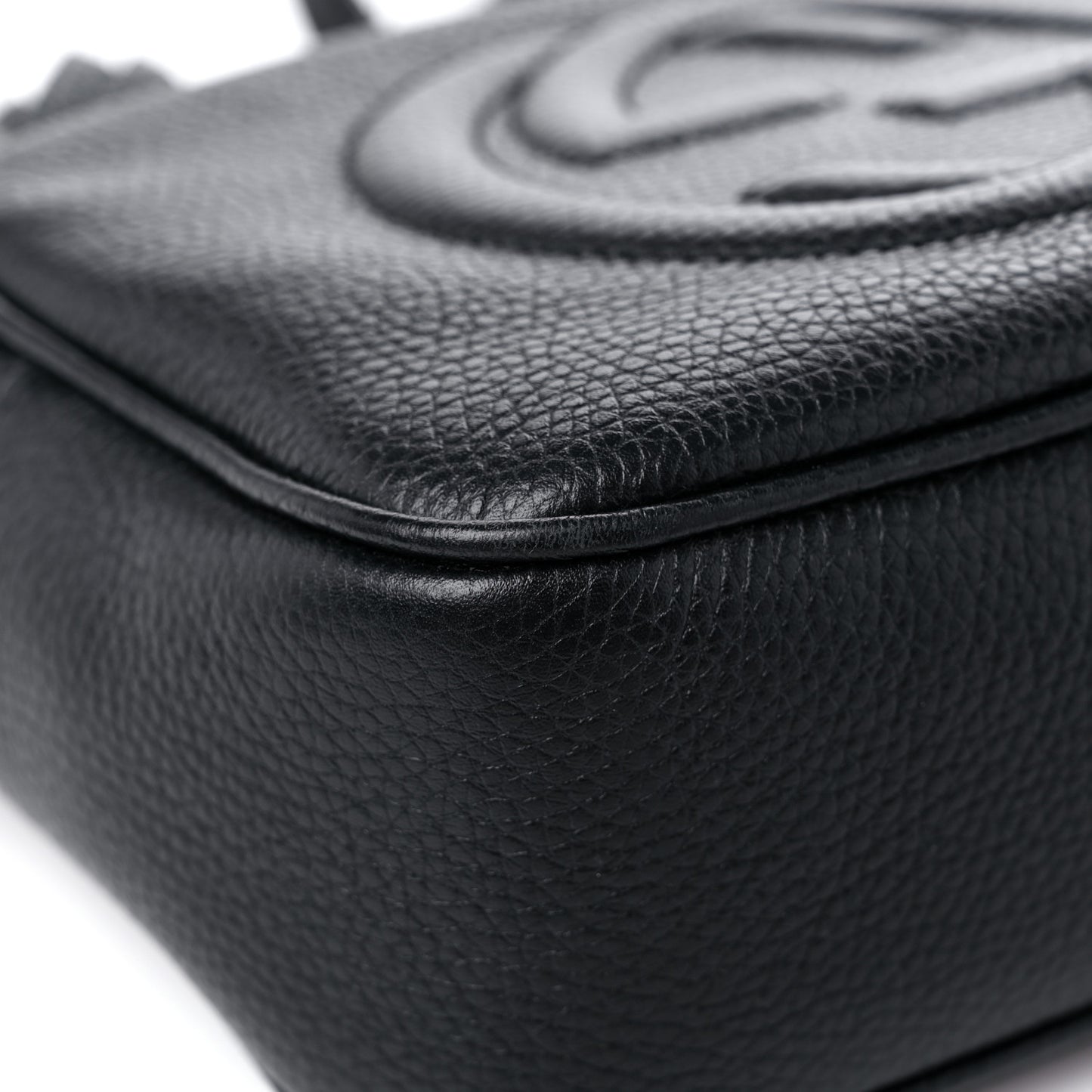 Pebbled Calfskin Small Soho Disco Bag Black