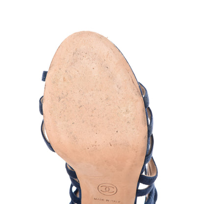 Chanel Suede Cork Sandals 37 Dark Blue 11 of 19