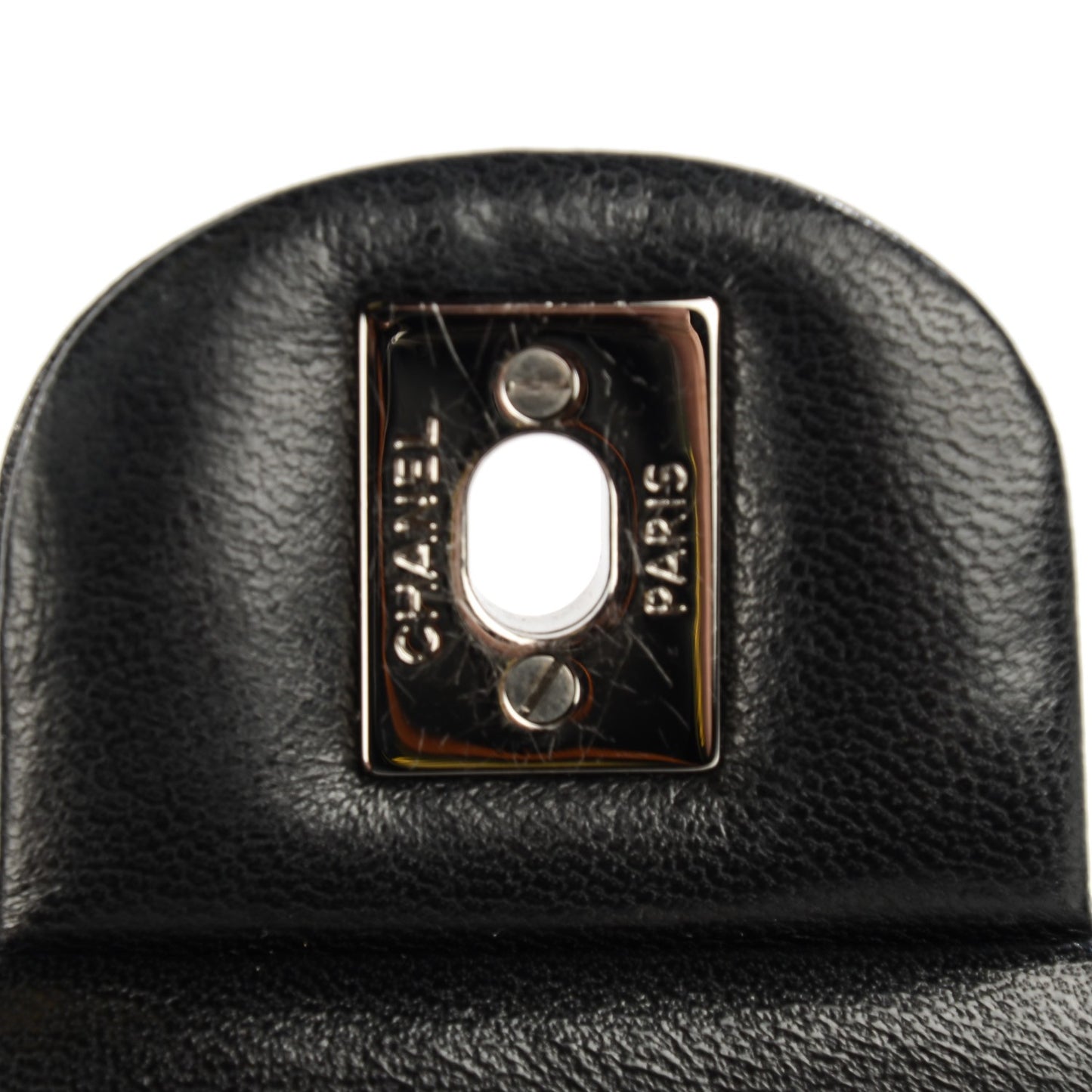 Lambskin Patent Quilted CC Twist Flap Black