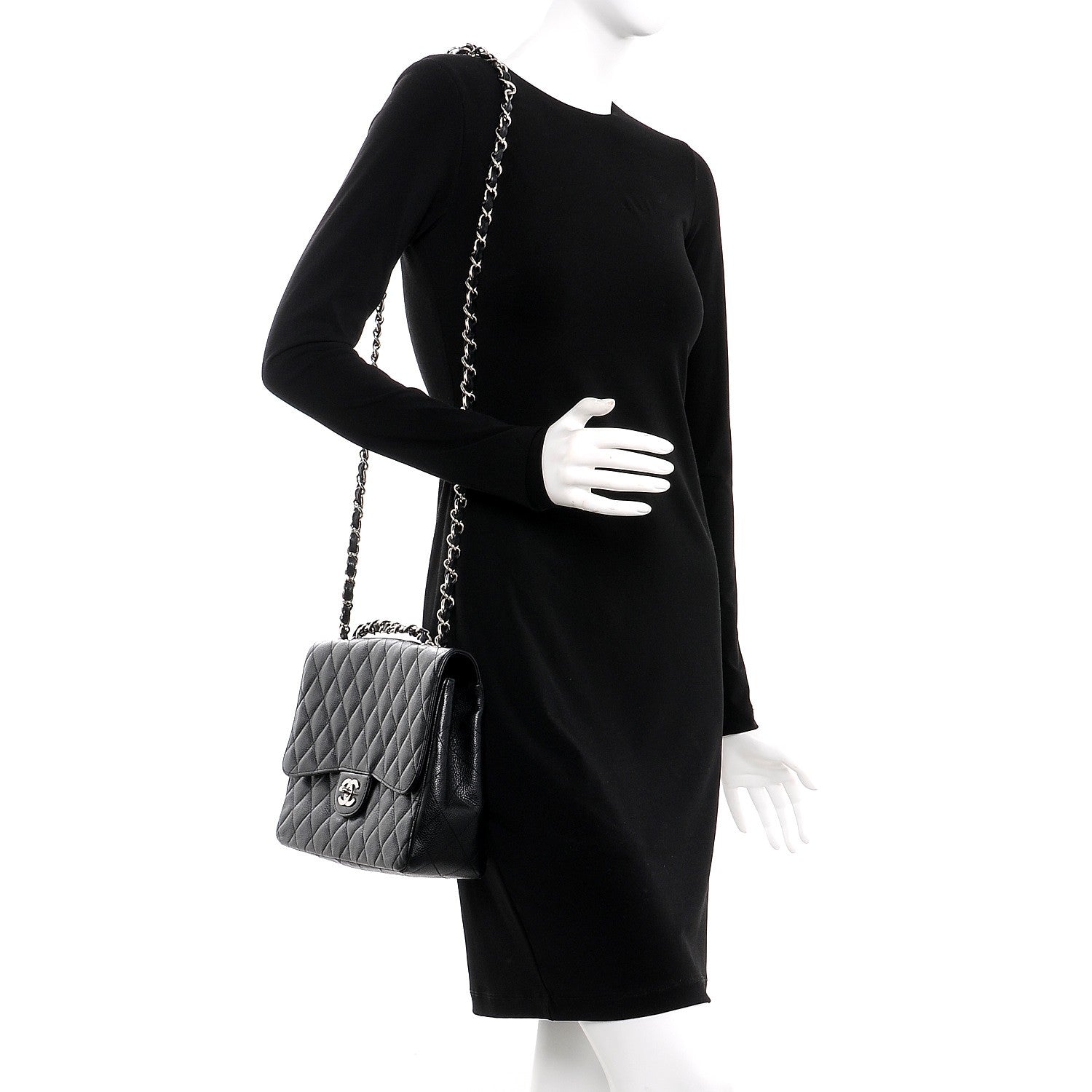 Chanel Caviar Quilted Jumbo Single Flap Black 2 of 8